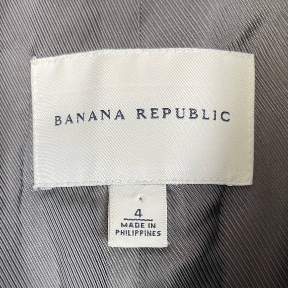 Banana Republic Wool Tweed Herringbone Ruffle Trim Blazer Preppy Quiet Luxury - Picture 8 of 11